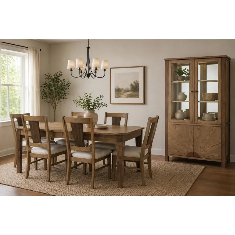Sun Haven - Curio with Touch Lighting - Oak and Walnut Finish