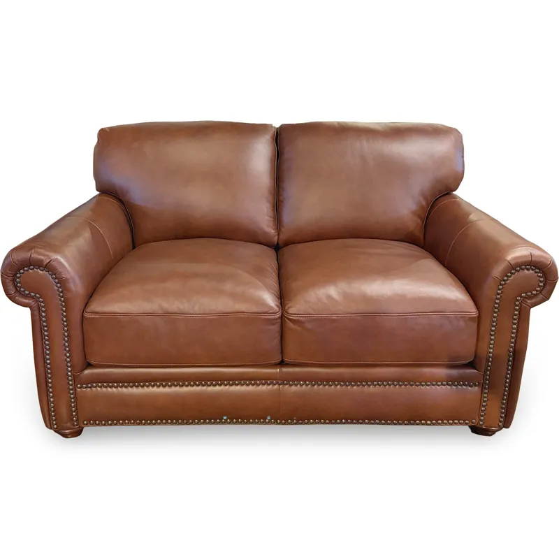 London Walnut Leather Loveseat