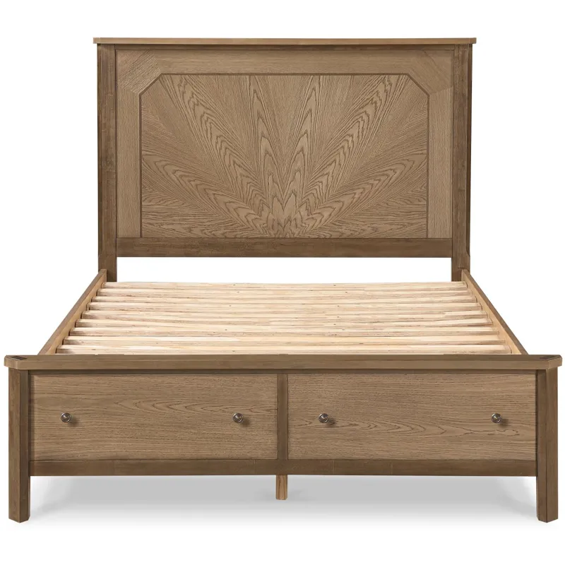 Sun Haven Storage Bed - Oak and Walnut Finish