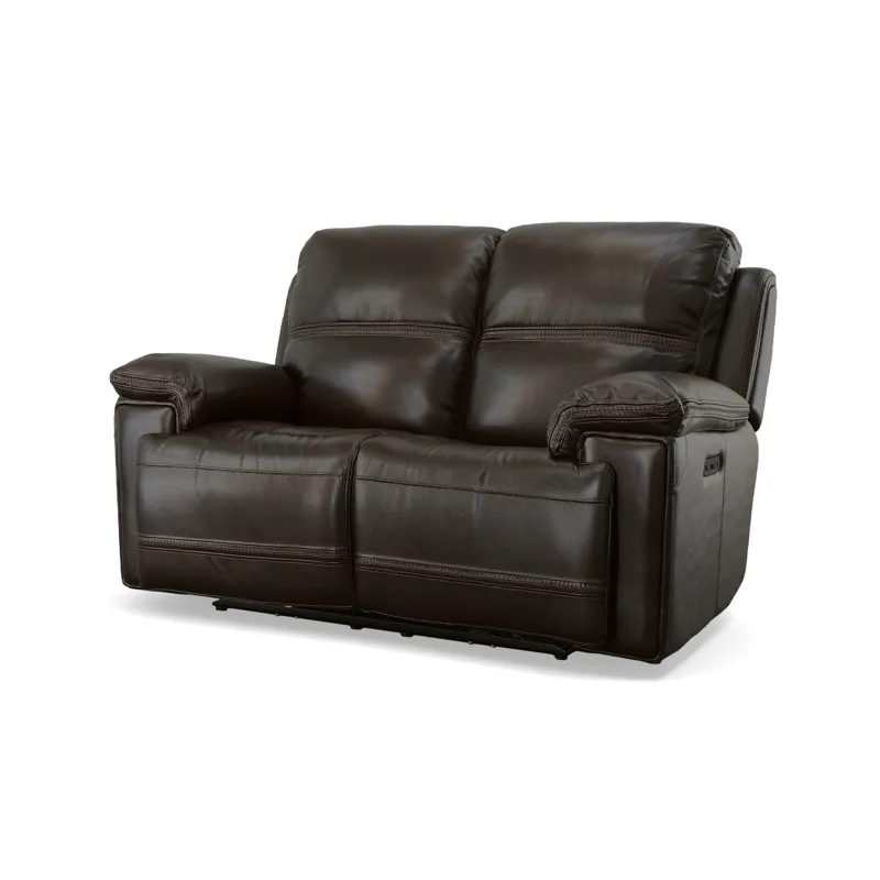 Fenwick Leather Power Reclining Loveseat with Power Headrests - Dark Brown