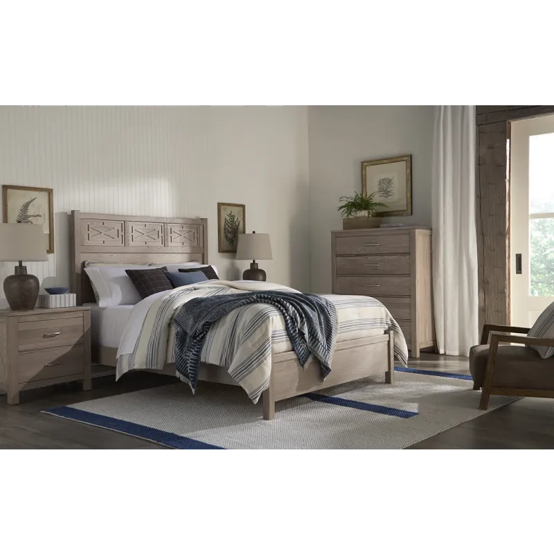 Tide & Timber-Grey Oak Fretwork Panel Headboard - Queen