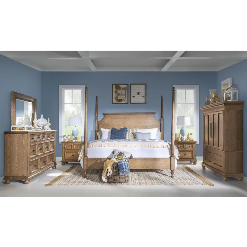 Vintage Market Complete High/Low Poster Bed - Queen