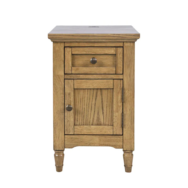 Brentwood Modern Transitional USB Charging End Table With Storage Cabinet