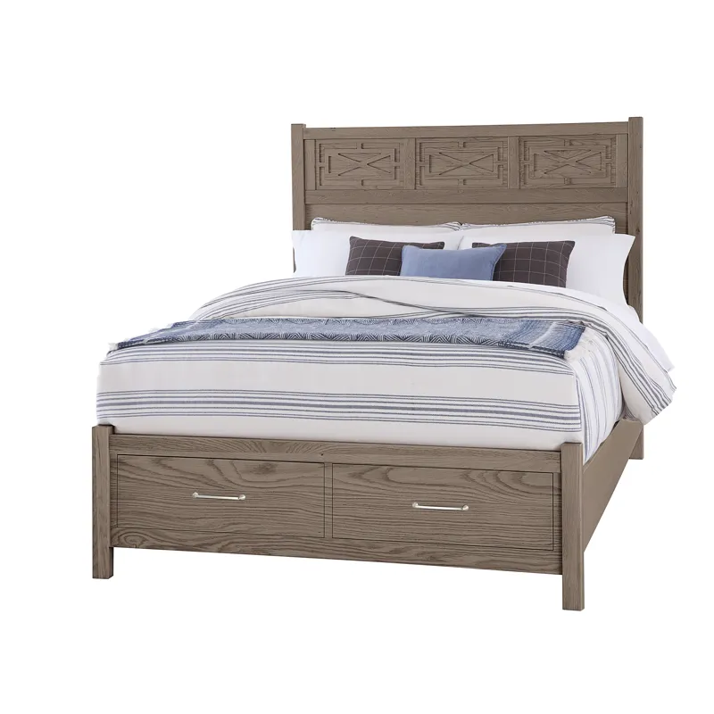 Tide & Timber-Grey Oak Fretwork Panel Headboard - Queen