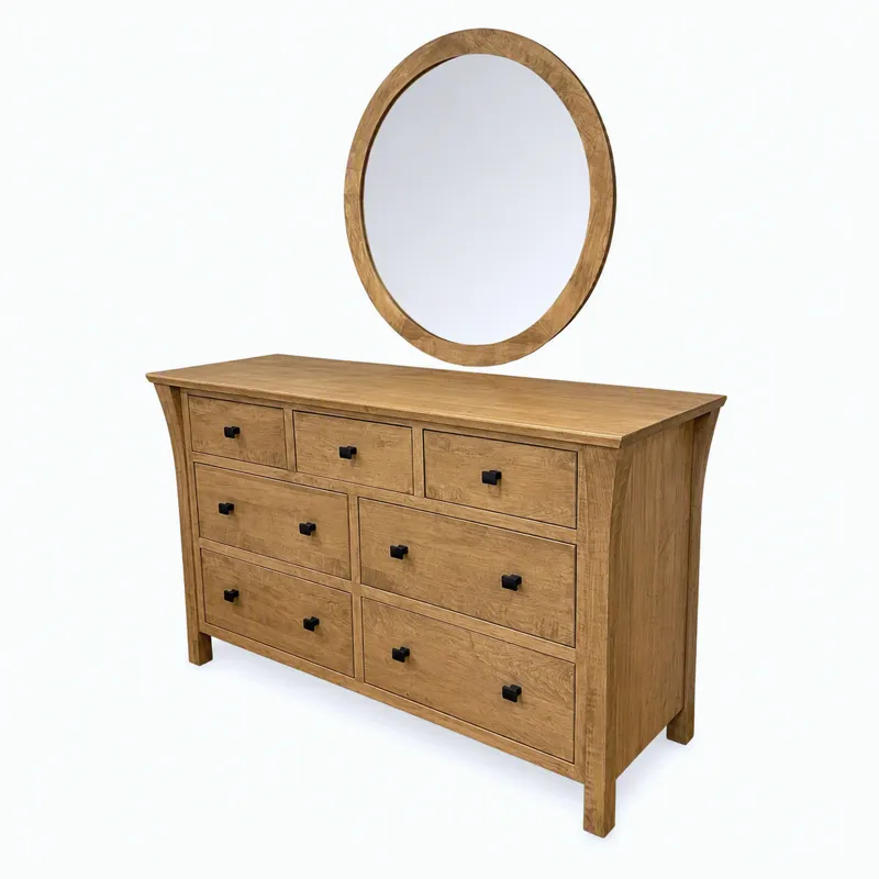 Marion 36" Round Maple Framed Mirror - Latte