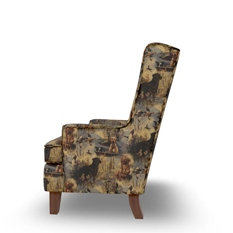 Andrea Fabric Stationary Chair - Dark Walnut