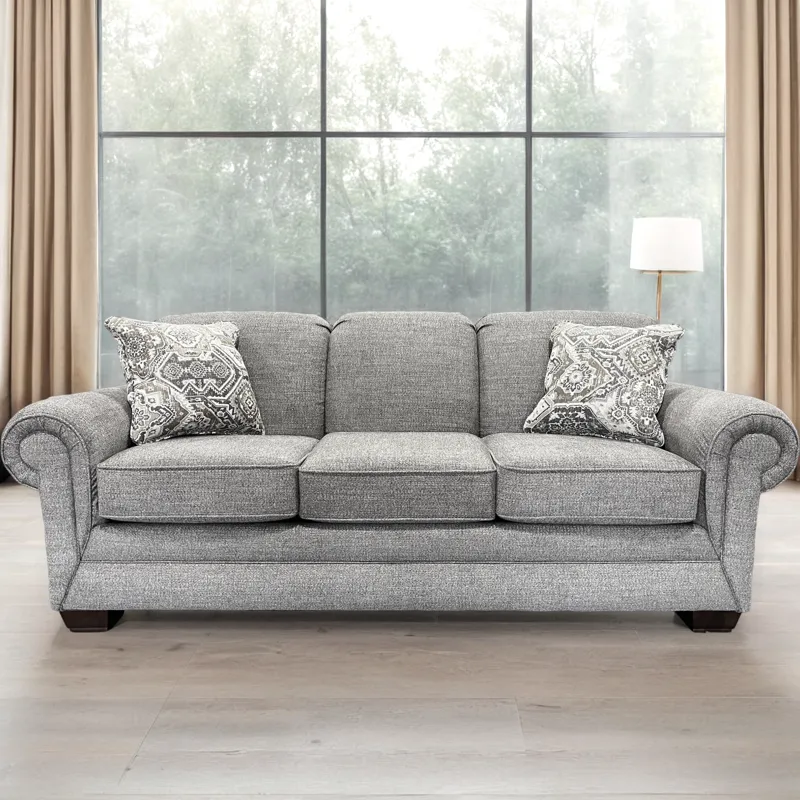 Monroe Sofa - Lucille Mushroom w/Garcia Toast Pillow