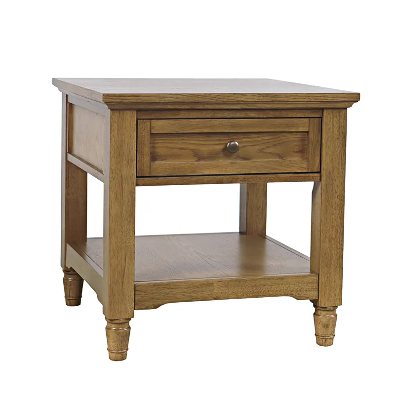 Brentwood Modern Transitional 24" Square End Table With Drawer And Storage Shelf