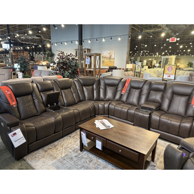 Daniel Kona Earth Immersive Audio 7 Piece Leather Sectional - Thumbnail 5