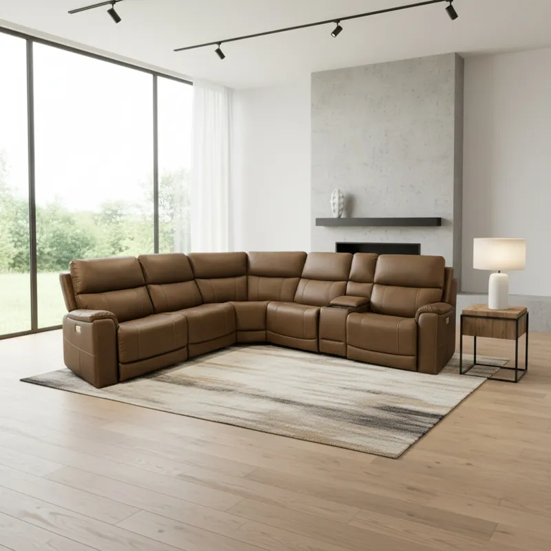 Cappuccino 6 Piece Power Reclining Sectional 