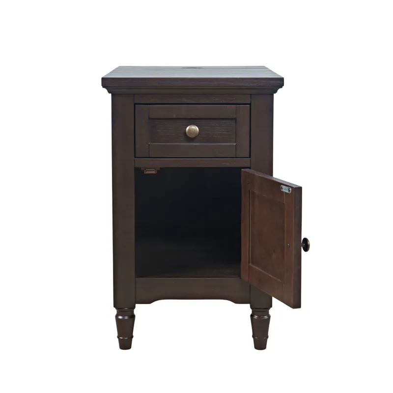 Brentwood Modern Transitional USB Charging End Table With Storage Cabinet