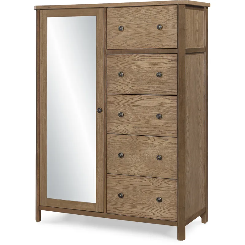 Sun Haven Mirrored Door Chest - Walnut and Oak Finish
