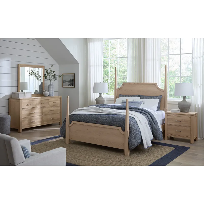 Tide & Timber-Clear Oak Pencil Poster Bed - King