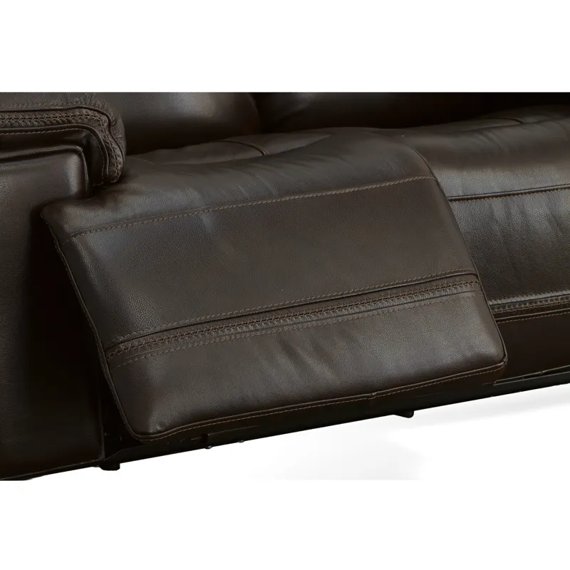 Fenwick Leather Power Reclining Loveseat with Power Headrests - Dark Brown
