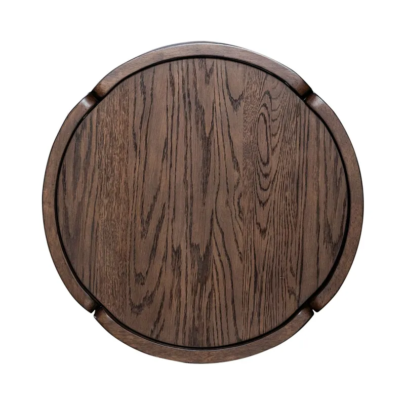 Warren Park Round Basketweave End Table - Coffee Brown