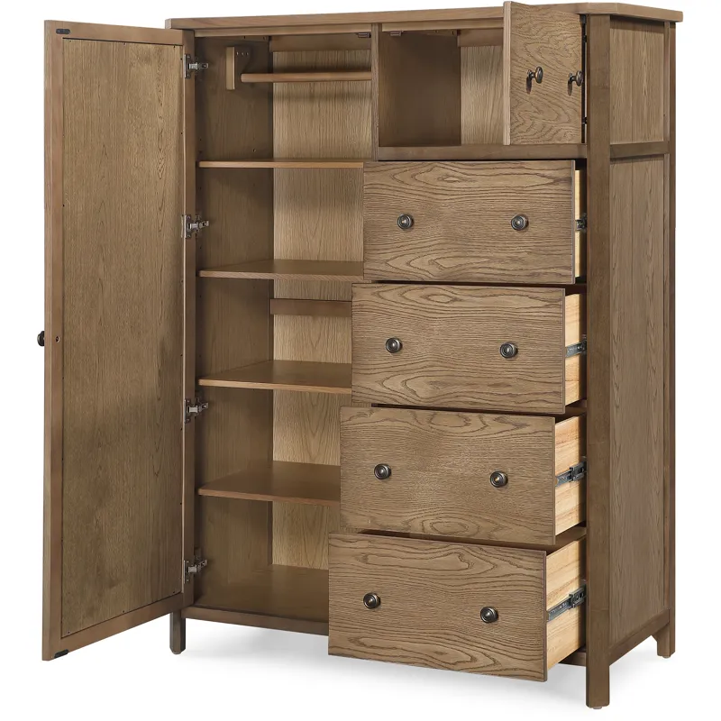 Sun Haven Mirrored Door Chest - Walnut and Oak Finish