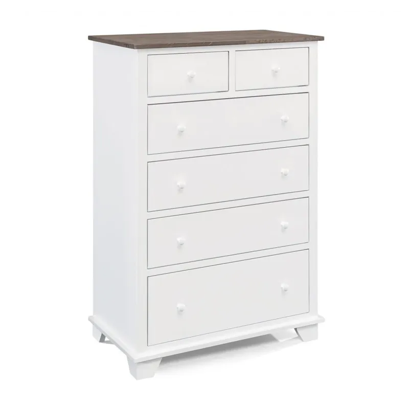Portland Two-Tone 6 Drawer Chest - Driftwood/Snow White
