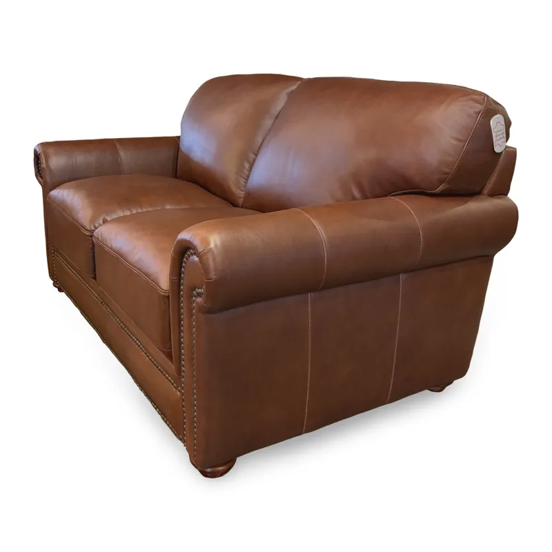 London Walnut Leather Loveseat
