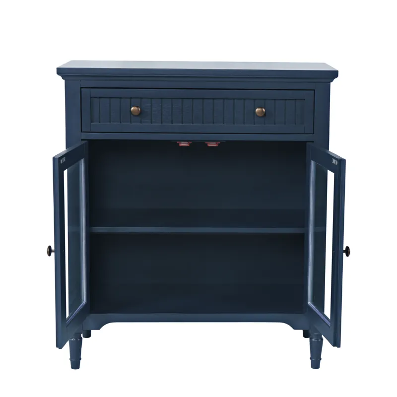 Westport 32" Glass Door Accent Cabinet a€“ Cottage Transitional Storage With Adjustable Shelves