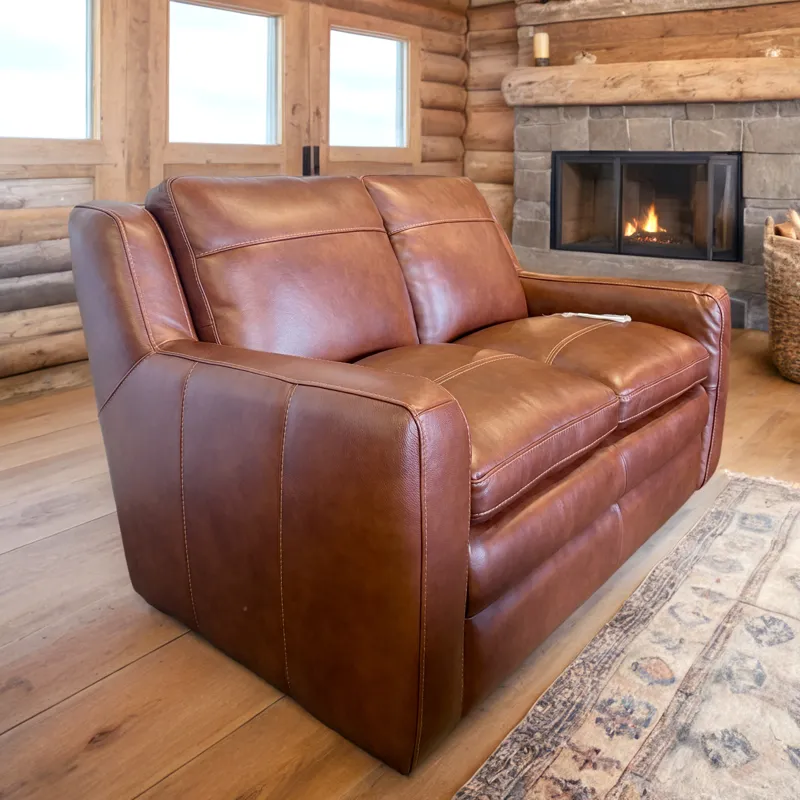 Berlin Chestnut Leather Loveseat