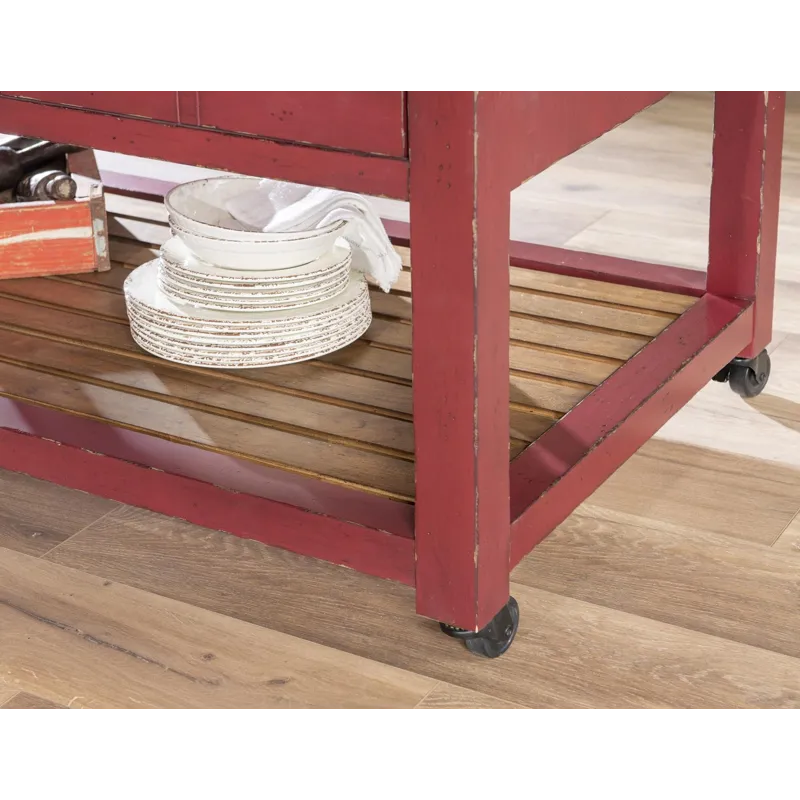Vintage Market Kitchen Island 6 Drw W/Casters