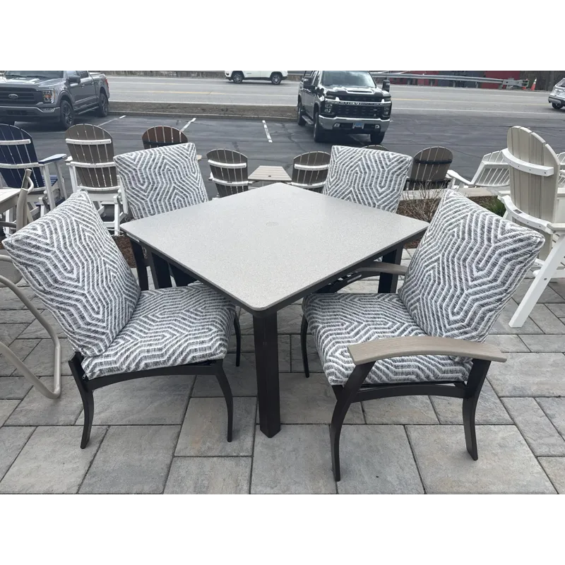 Belle Isle Cushion 5 PC Outdoor Dining Set - Kona / Etna Heron