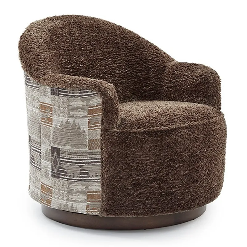 April Fabric Swivel Glider Chair - Chocolate