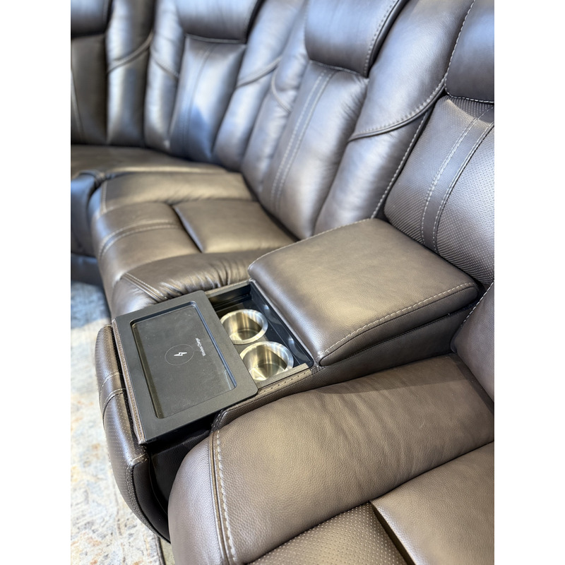 Daniel Kona Earth Immersive Audio 7 Piece Leather Sectional - Thumbnail 4