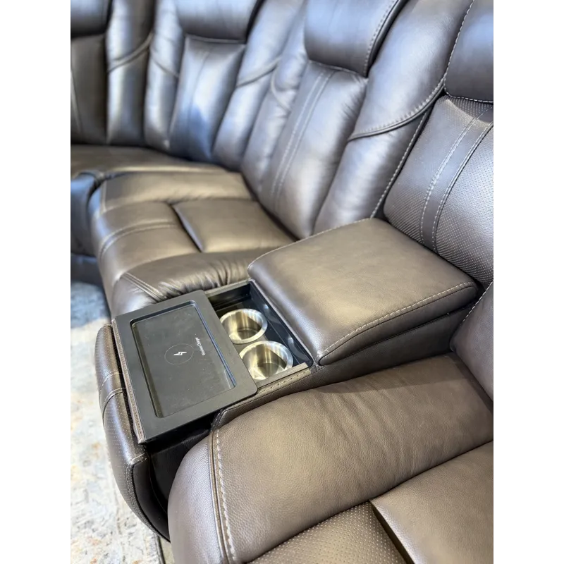 Daniel Immersive Audio 7PC Leather Sectional (Triple Power w/ Speakers, Heat, & Massage)