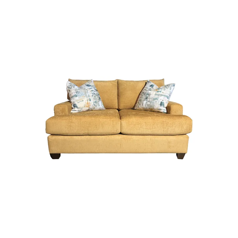 Waffle Gold Upholstered Loveseat