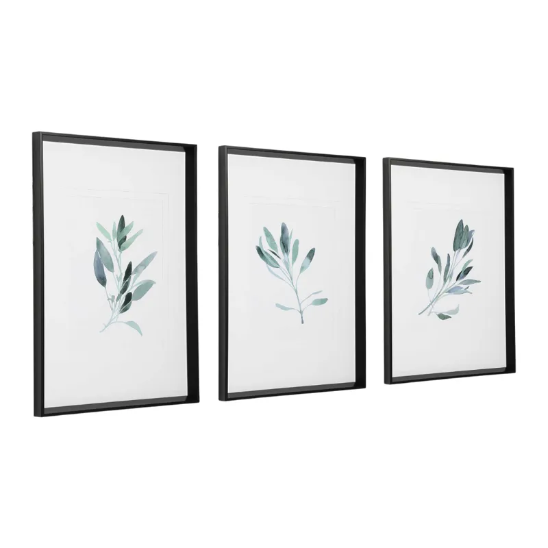 Simple Sage Framed Prints, S/3