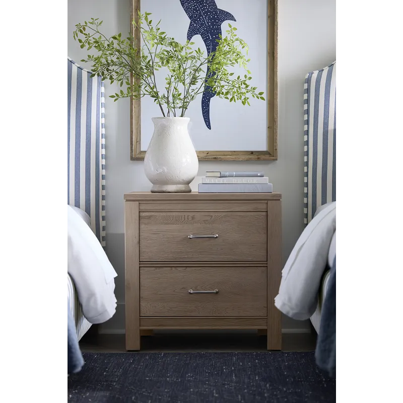 Tide &amp; Timber-Grey Oak Nightstand 2 Drawer
