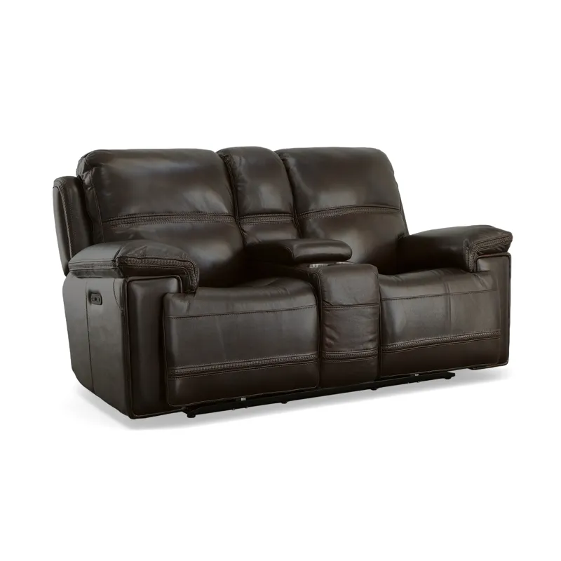 Fenwick Leather Power Loveseat w/Console & Power Headrests
