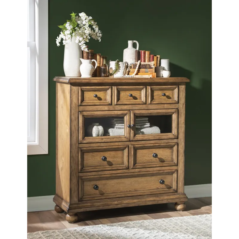 Vintage Market Glass Door 6 Drawer Chest