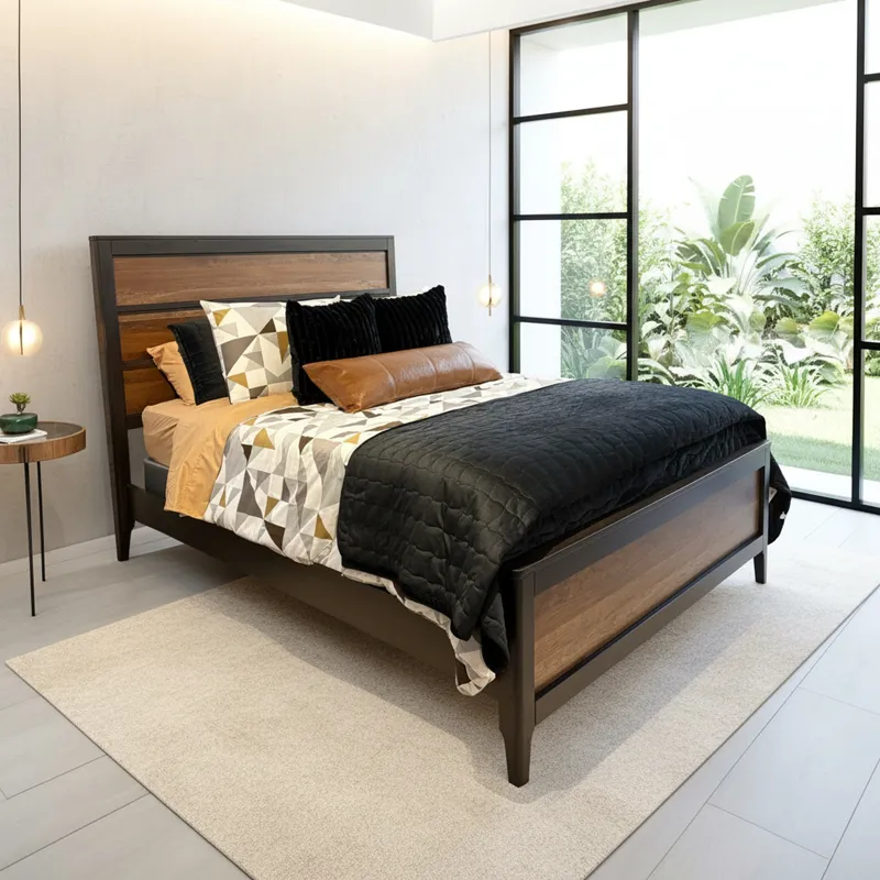 Toulon Queen Panel Bed w/Low Footboard - Rustic Cherry