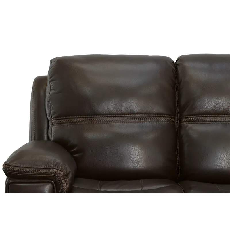 Fenwick Leather Power Reclining Loveseat with Power Headrests - Dark Brown