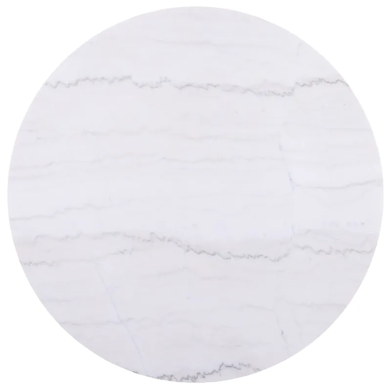 Colvin 36" Round White Marble Top Coffee Table, Toffee