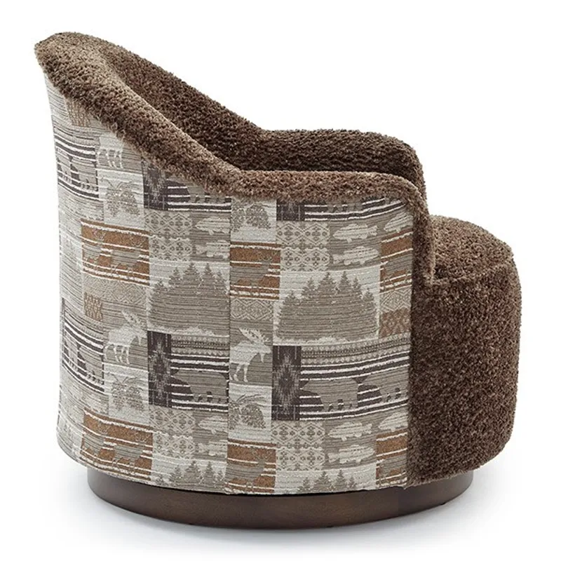 April Fabric Swivel Glider Chair - Chocolate