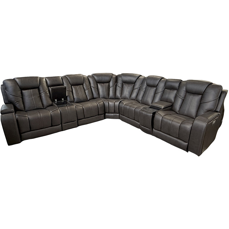 Daniel Kona Earth Immersive Audio 7 Piece Leather Sectional