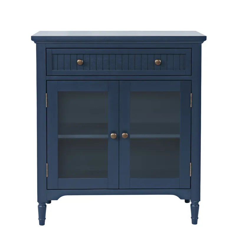 Westport 32" Glass Door Accent Cabinet a€“ Cottage Transitional Storage With Adjustable Shelves