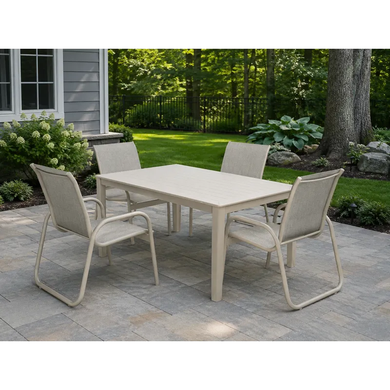 Gardenella 36" x 64" 5 PC Outdoor Dining Set - Desert Sand / Trout