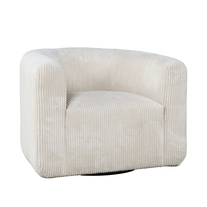 Biggs Modern Corduroy Upholstered Curved Barrel Swivel Accent Chair