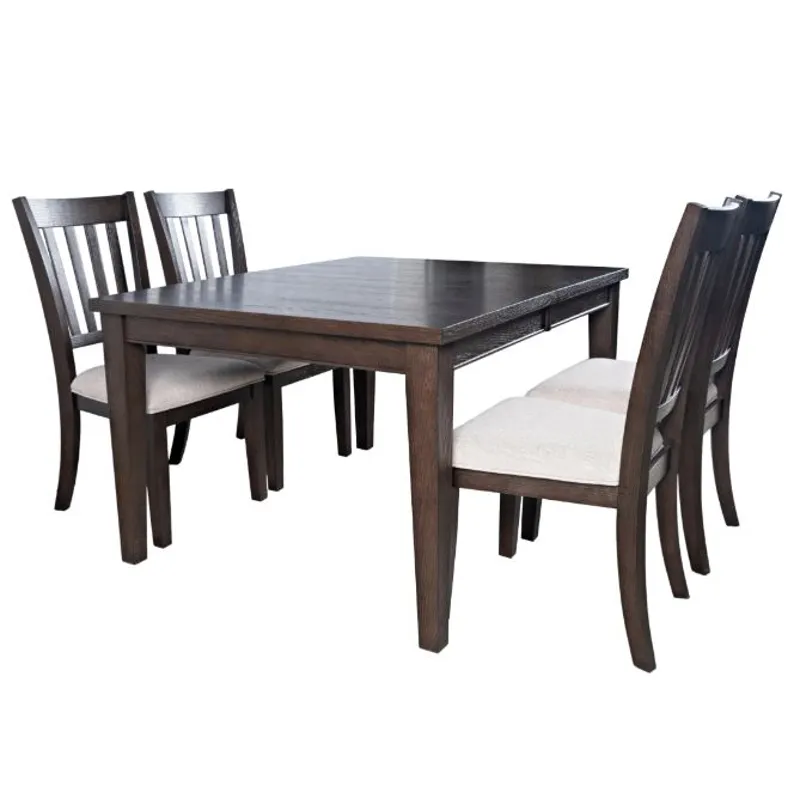 Brentwood 72" Extension Table w/4 Slat Back Chairs - Arbor Oak