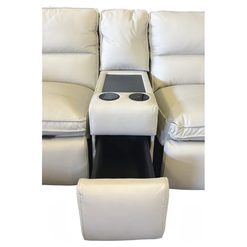 Oslo Pebble Leather 6 PC Power Reclining Sectional