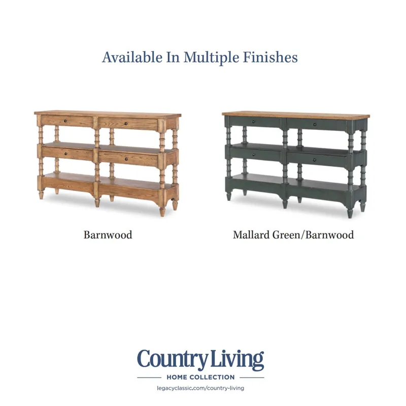 Vintage Market Turned Leg Console Storage Table 4 Drw