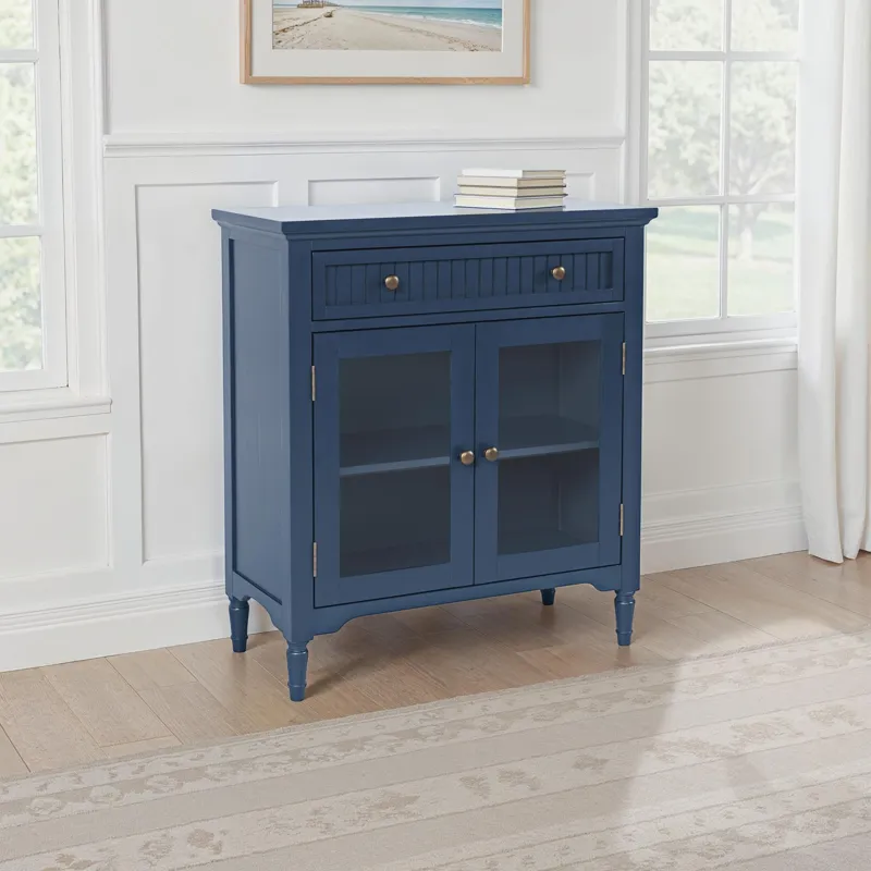 Westport 32" Glass Door Accent Cabinet a€“ Cottage Transitional Storage With Adjustable Shelves