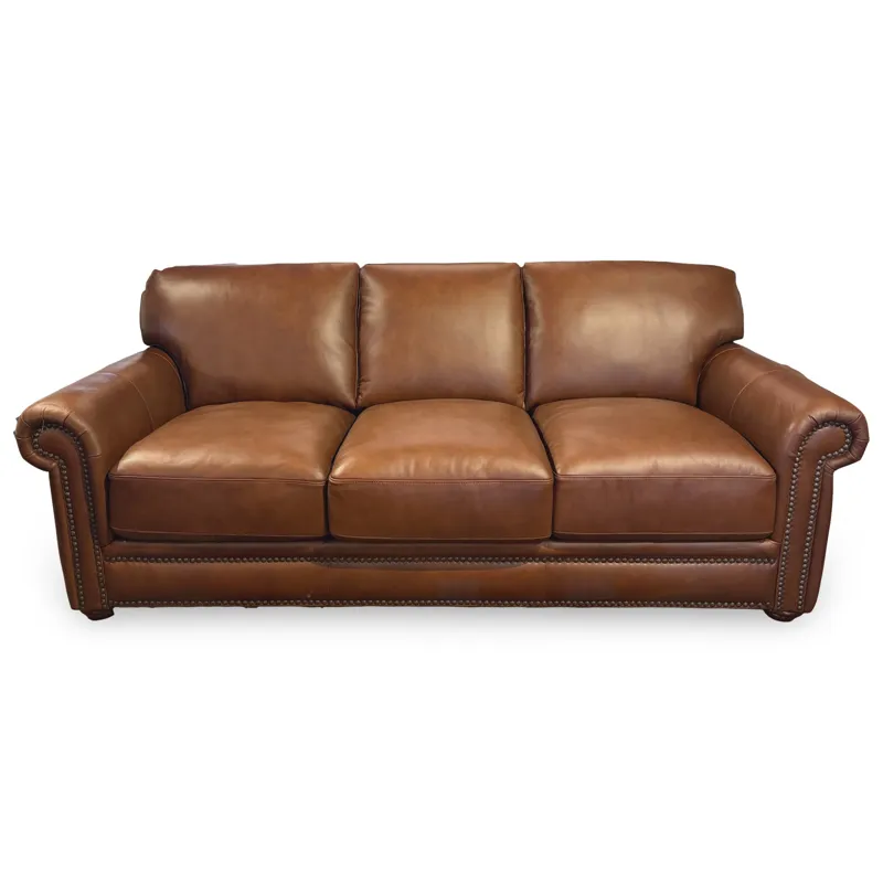 London Walnut Leather Sofa