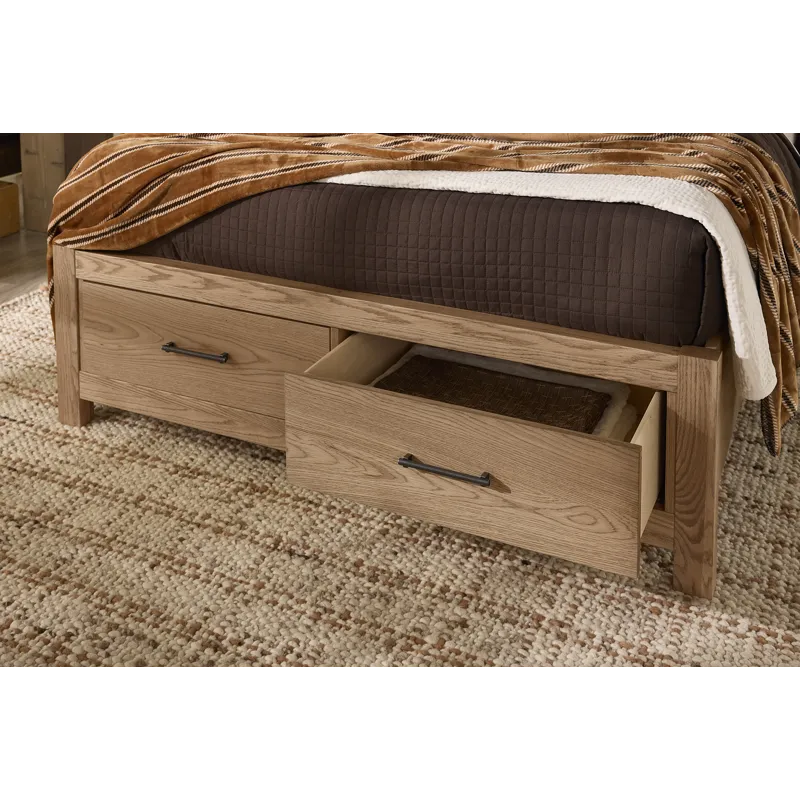 Lodge &amp; Loft-Blond Oak Radius Poster Bed With Footboard Storage - Queen
