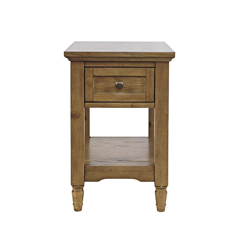 Brentwood Modern Transitional Chairside End Table With Drawer And Storage Shelf