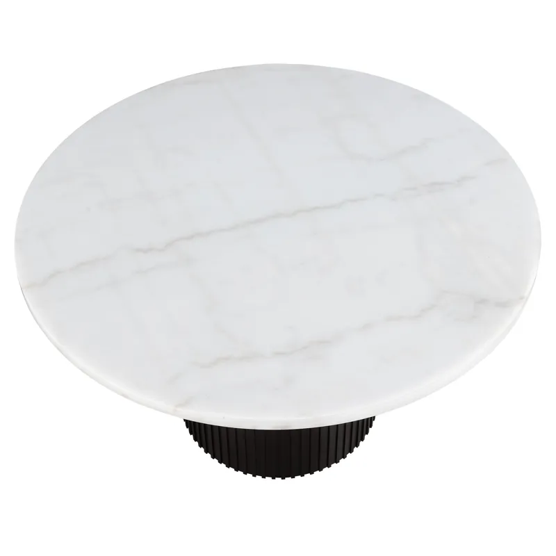 Colvin 52-Inch Round White Marble Table, Black Base